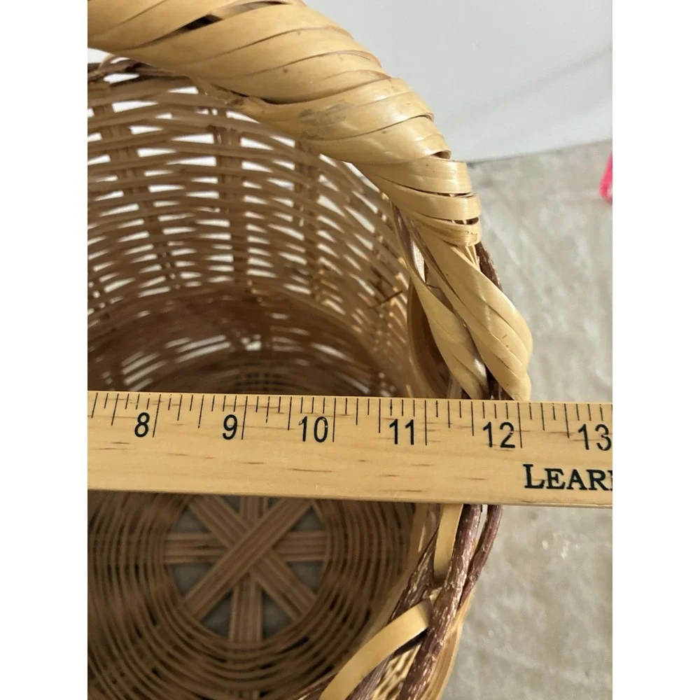 Vintage Bamboo Wicker Basket Rustic Storage Farmhouse Boho Cottage Large‎ 18x14
